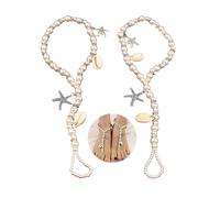Kenjudess Bohemian Handmade Starfish Barefoot Sandals with Beads, Beach Anklet with Toe Ring for Bride Wedding Crystal Beads Anklet Slave Bracelet Jewelry for Women, Crystal, Alloy