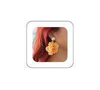 Kenjudess Large Flower Drop Earring for Women Boho Handmade Pearl Stud Earrings Chic Colorful Flower Beach Earrings Bridal Wedding Jewelry Statement, Metal, Pearl