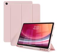 KenKe Case for Galaxy Tab A9 8.7 Inch Generation 2023 SM-X110/X115/X117 with Left Pencil Holder, Trefold Slim Stand Protective Cover with Soft TPU Back Shell, Shockproof & Auto Wake/Sleep, Pink