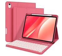 kenke for iPad 11th 10th Generation Case with Keyboard- 7 Colors Backlit Wireless Detachable Folio Keyboard Cover with Pencil Holder, Thin for iPad 11 inch A16 2025 10th Gen 10.9 Inch 2022, Hot Pink