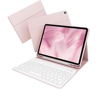 kenke for iPad Air 11 inch 7th/6th M3/M2 (2025/2024), Air 5th/4th Generation Case with Keyboard 10.9"(2022/2020), Detachable Wireless Bluetooth Thin & Light with Left Side Pencil Holder, Pink