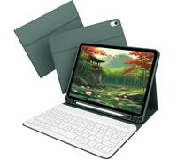 kenke for iPad Air 11 inch 7th/6th M3/M2 (2025/2024), Air 5th/4th Generation Case with Keyboard 10.9"(2022/2020), Detachable Wireless Bluetooth Thin & Light with Left Side Pencil Holder, Dark Green