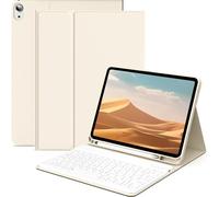 KenKe Keyboard Case for iPad 10th Generation (10.9 Inch 2022) / iPad (A16) 11th (11 inch 2025) with Left Pencil Holder, Thin&Light, Stand Folio Detachable Wireless Bluetooth Keyboard Case, Cream White