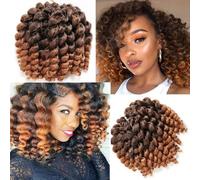 Kenkenten Jamaican Bounce Hair Crochet Hair 4 Pieces 8 Inch 22 Roots Jumpy Wall Curl Crochet Hair Curly Crochet Hair for Black Women (8 inch, 4 Packs) T1B-30#
