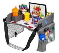 Kenley Kids Travel Tray, Toddler Car Seat Lap Tray, Road Trip Essentials Activity Table (Red/Gray)