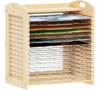KenLung Art Drying Rack Wooden Table Top Artwork Storage Display Rack Wall Mount Artwork Storage Rack With 15 Metal Shelves for Kids Art Studio Tabletop Desktop
