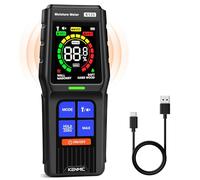 KENMIC Pinless Moisture Meter, Non-Destructive Damp Meter for Wood, Floor, Walls and Masonry, Moisture Detector with LCD Display and Acoustic Alarm, 4 Modes, Detects up to 19mm Depth