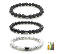 Kenmohuo 3PC Anti-Alcohol Bracelet, 2025 Reduce the Urge to Drink, 8MM Adjustable Magnetic Wellness Bracelets, Stylish Unisex Jewelry