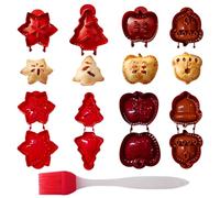 Kenmohuo 4Pcs Christmas Mini Pie Mould Set - One-Press Hand Pie and Cookie Maker for Baking with 4 Shapes (Snowflake, Christmas Tree, Apple, Acorn) forHoliday Home Baking Parties