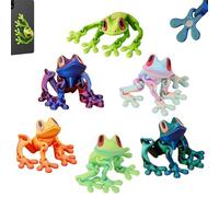 Kenmohuo 6Pcs 3D Printed Magnetic Frog, Realistic Jointed Jumping Frogs Model, Cute 3D Printed Animals Frog Decoration for Fridge and Metal Surfaces