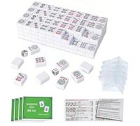Kenmohuo American Mahjong Tile Set, 166 White Mahjong Tiles Game, 4 Mahjong Cards 2025 with 4 Card Sleeves, Travel Mah Jong Set (Ma Jong, Mah-Jongg, Majiang)