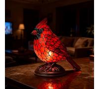 Kenmohuo Bird Lamps for Home Decor, Bedroom Lamp Table Lamp, Night Light, Bedside Lamps Nightstand Lamps, Red Resin Bird Lamps for Bedside, Christmas Art Decor Light