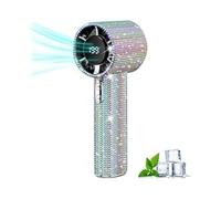 Kenmohuo Hand Held Fans Rechargeable - Portable Turbo Fan Handheld with Digital Display, Full Diamond Personal Pocket Fan High-Speed Compact Mini Fan for Women Men Travel Outdoor Beach Vacation