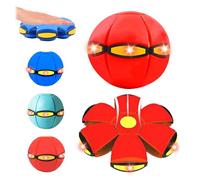 Kenmohuo Magic Bouncing Ball, Bouncy Balls, Magical Flying Saucer with 6 LED Light, Family and Pet Interactive Toys, Safe & Durable Dual Form Freely Switchable for Indoor & Outdoor Use (Red)