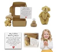 Kenmohuo My Little Worry Bear in a Box, Mini Worry Bear Hug in a Box with Inspirational Card, Tiny Positive Pocket Hug Gift for Friends, Handmade Gifts for Adult