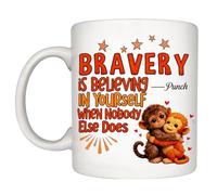 Kenmohuo Punch Monkey Mug, Punch and His Bear Mug, Inspirational Little Monkey Ceramic Coffee Mug, Unique Motivational Gift for Animal Lovers