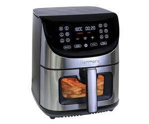 Kenmore Family Size 7.8L Air Fryer Programmable Touch Control with 12 Cooking Presets Easy-View Window Nonstick & Dishwasher Safe Basket Adjustable Timer Temperature Stainless Steel