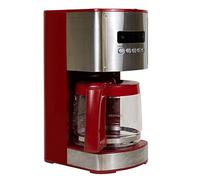 Kenmore Filter Coffee Machines 12-Cup Drip Coffee Makers with 1.8L Glass Pot for Ground Coffee Programmable Timer Digital Display Auto Shut Off Reusable Filter Warming Plate (Stainless Steel/Red)