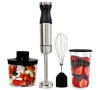 Kenmore Hand Blender 4-in-1 Immersion Blender Handheld Stick Blender Electric Stainless Steel Quad Blade Food Chopper Whisk 700mL Beaker Lid Variable Speed Hand Blender for Baby Food Smoothies Soup