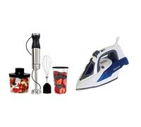 Kenmore Immersion Hand Blender Handheld Blending Stick Food Chopper Whisk 700mL Beaker + Advanced Steam Iron Garment Steamer Iron Flame Steam Irons with Digital Temperature Control 9 Fabric Presets