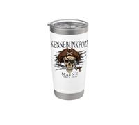 Kennebunkport Maine Pirate Skull Since 1653 Black Stainless Steel Insulated Tumbler