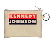 Kennedy Johnson Election Logo Key Chain Coin Purse Beige