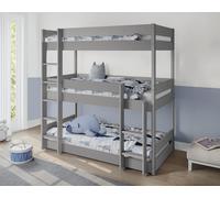 Kennedy Kids Wooden Triple Bunk Bed Home Detail Grey Single