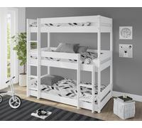 Kennedy Kids Wooden Triple Bunk Bed Home Detail White Single
