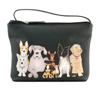 Kennel Crew Dog Appliqué Crossbody Bag by Mala - Genuine Leather - Adjustable Strap, Zip Pockets, Dust Bag - Grey - 23 x 18 x 5 cm