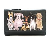 Kennel Crew Large Tri-Fold Purse by Mala - Genuine Leather Dog Appliqué Wallet with RFID Protection, Card Slots & Gift Dust Bag - Dark Grey - 14 × 9 × 3 cm (Grey)