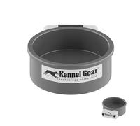 Kennel Gear Water Bowl for Dog Crate, 20oz Spill-Resistant Plastic Feeder with Covered Bracket - Secure Kennel & Crate Mount - No-Exposed Parts - Travel-Ready & Easy to Clean - Sturdy Design (Grey)