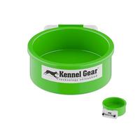 Kennel Gear Water Bowl for Dog Crate, 20oz Spill-Resistant Plastic Feeder with Covered Bracket - Secure Kennel & Crate Mount - No-Exposed Parts - Travel-Ready & Easy to Clean - Sturdy Design (Green)