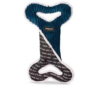 Kenneth Cole Durable Two-Tone Tug Plush Bone Toy for Extra Large Dogs - Chew-Resistant Nylon Meets Soft Corduroy Plush with Squeaker