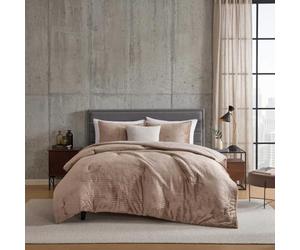 Kenneth Cole - King Comforter Set with Matching Shams, Soft Plush & Reversible Bedding for Year Round Comfort, Hudson Houndstooth Brown