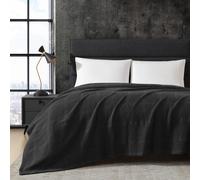 Kenneth Cole Lightweight Cotton Home Bedding Cozy Blanket for All Seasons Queen Black