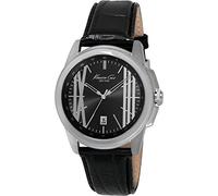 Kenneth Cole Men's Quartz Analog Watch with Leather Strap IKC8095, Black/White, 44MM, Strip