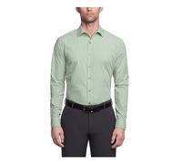 Kenneth Cole Men's Slim Fit Check Spread Collar Dress Shirt, Ash Green, 14"-14.5" Neck 32"-33" Sleeve
