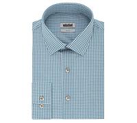 Kenneth Cole Men's Slim Fit Check Spread Collar Dress Shirt, Lagoon, 17"-17.5" Neck 32"-33" Sleeve
