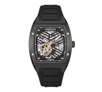 Kenneth Cole Men's Watch - Luxury Automatic Self-Winding, Water-Resistant, Silicon Band, Buckle Watch, Black - Black Silicone Strap, Double Layer Dial