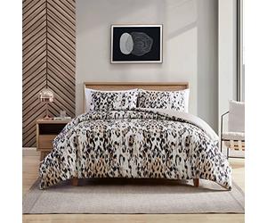 Kenneth Cole New York - King Duvet Cover Set, Cotton Reversible Bedding with Matching Shams, Modern Home Décor (Abstract Leopard Brown, King)