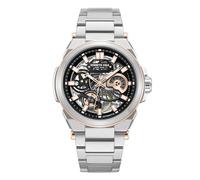 Kenneth Cole New York Men's Automatic Watch - 42mm Stainless Steel Case with Skeleton Black Dial, Rose Gold Accents, and Stainless Steel Bracelet
