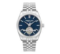 Kenneth Cole New York Men's Automatic Watch - Self-Winding Movement, Skeleton Dial, Stainless Steel Case, Classic Dress Style, Casual Fashion Timepiece for Everyday Wear and Versatile Outfits, Silver