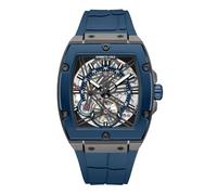 Kenneth Cole New York Men's Automatic Watch - Skeleton Dial, Curved Case, Contemporary Style, Blue - Blue Silicone, Mens Standard, Automatic