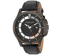 Kenneth Cole New York Men's 'Transparency' Quartz Stainless Steel and Leather Dress Watch, Color:Black (Model: 10029297)