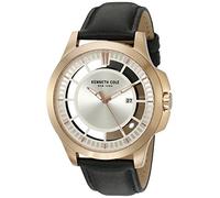 Kenneth Cole New York Men's 'Transparency' Quartz Stainless Steel and Leather Dress Watch, Color:Black (Model: 10027460)