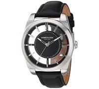 Kenneth Cole New York Men's 'Transparency' Quartz Stainless Steel and Leather Dress Watch, Color:Black (Model: 10027837)