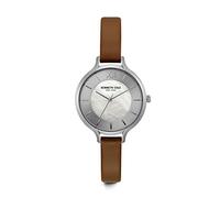 Kenneth Cole New York Silver Dial Dark Tan Leather Strap KC15187005
