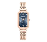 Kenneth Cole New York Women's Rectangular Rose Gold Watch - Blue Dial with Roman Numerals, Stainless Steel Case, Three-Hand Analog Movement, Elegant Bracelet for Everyday and Formal Wear