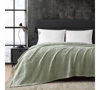Kenneth Cole - Queen Blanket Lightweight Cotton Home Bedding Cozy Blanket for All Seasons (Waffle Grid Green Queen)