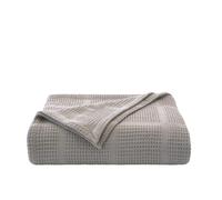 Kenneth Cole - Queen Blanket Lightweight Cotton Home Bedding Cozy Blanket for All Seasons (Waffle Grid Grey Queen)